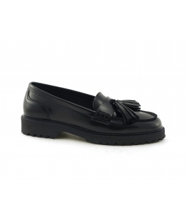 VSI SANDER vegan moccasins, shiny black tassels, vegan shoes, Made in Italy
