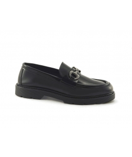 VSI BRENT shiny black vegan loafers with silver clip, vegan shoes Made in Italy