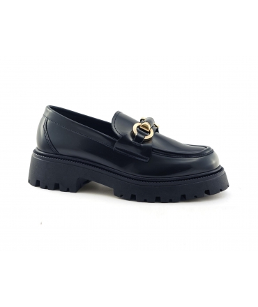 VSI DRESDA Vegan Chunky Black Moccasins with Shiny Horsebits Made in Italy