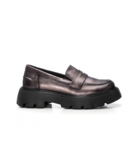 Mocassins style collège en plomb laminé végétalien REFRESH avec semelle épaisse