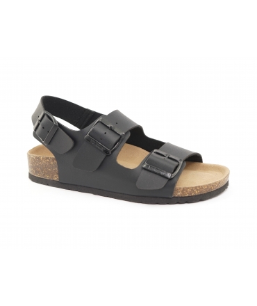 BIONATURA Schwarze vegane Sandale mit doppeltem Fersenriemen, vegane Unisex-Schuhe