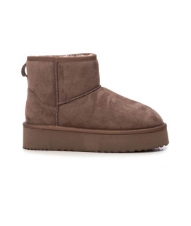 XTI platform boot taupe faux fur vegan warm padded