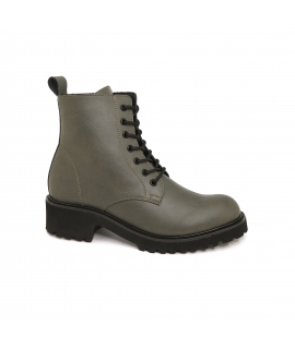VSI KLESTA Graue Kampfstiefel, 7 Löcher, wasserdichte Stiefel, Reissverschluss, Absatz, vegane Schuhe, hergestellt in Italien