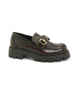 VSI DRESDA mocassini vegan marrone scuro chunky lucidi morsetto Made in Italy