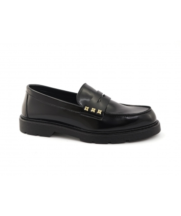 VSI ROCI Mocassini vegan neri lucidi borchie college  Made in Italy