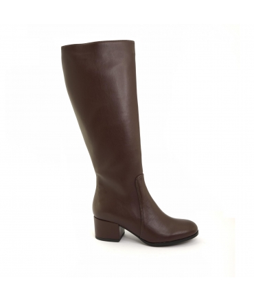 Bottes cuissardes marron foncé VSI NEDA avec talons zippés et chaussures véganes fabriquées en Italie