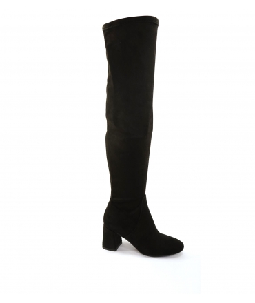Botas altas hasta la rodilla veganas negras VSI ANYA con tacón de punta redonda fabricadas en Italia ecológicas