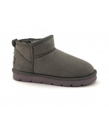 GRUNLAND vegane CHAB Stiefeletten mit niedrigem Schaft aus grauem Kunstfell und warmer Polsterung
