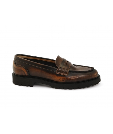VSI NORI vegan moccasins in shiny brown college style, Made in Italy