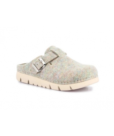 Pantoufles vegan HATE GRUNLAND Pantoufles recyclées pour femmes avec boucle grise