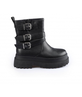 BUFFALO PLUTO FARMER BIKER vegan black beatles with thick eco sole