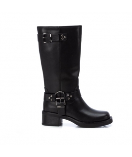 XTI Biker vegan neri al polpaccio stivali fibbie cerniera tacco punta squadrata