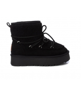 XTI Stivaletti eskimo vegan finto pelo neri imbottiti comodi modello slip-on in peluche lacci