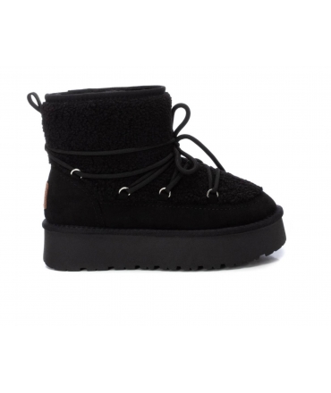 XTI Stivaletti eskimo vegan finto pelo neri imbottiti comodi modello slip-on in peluche lacci