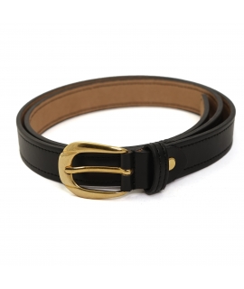 Ceinture végétalienne noire VSI TRIFY Apple avec boucle dorée allongée fabriquée à la main Fabriqué en Italie