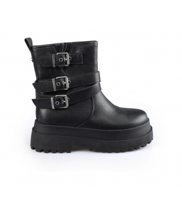 BUFFALO PLUTO FARMER BIKER vegan black beatles with thick eco sole