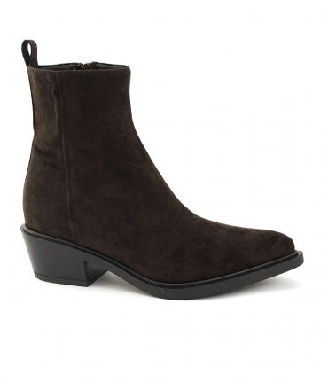 Bottines texanes en daim vegan marron foncé VSI HOUSTON, fabriquées en Italie