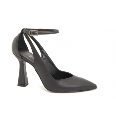 VSI ANISSA Decolletè mais cut out neri tacco rocchetto punta chiusa scarpe vegan Made in Italy eco