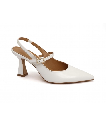 VSI DREAM White Vegan Bridal Pumps with Closed Toe and Spool Heel, Made in Italy