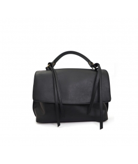 Schwarze Damenhandtasche von VSI NELSA mit Fransen, abnehmbarem und verstellbarem Schulterriemen, vegan, hergestellt in Italien