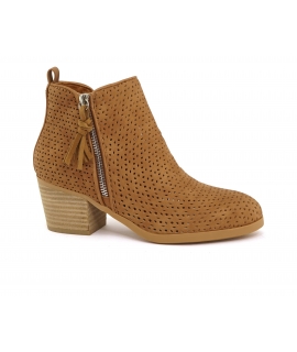 REFRESH Botines veganos perforados Mujer microfibra tac&oacute;n doble cremallera