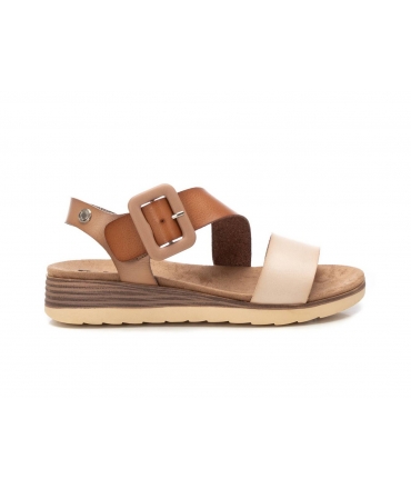 REFRESH Vegane Sommersandalen Braun Zweifarbig Keil Schnallenriemen