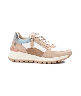 REFRESH Sneakers zeppa lacci zip laterale scarpe vegan pastello