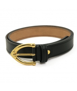 Ceinture végétalienne noire VSI ARLA Apple avec boucle pointue en or fabriquée à la main Fabriqué en Italie