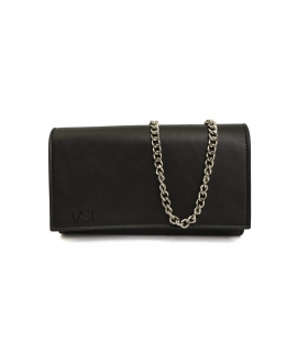 VSI CAMUCIA Black Vegan wallet clutch bag, removable shoulder strap with button