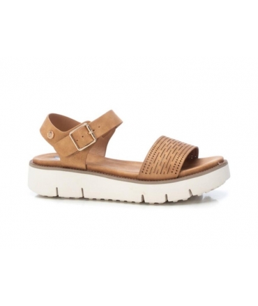 XTI Vegane Sandalen für Damen, Plateau, perforiertes Band, vegane Sommerschuhe
