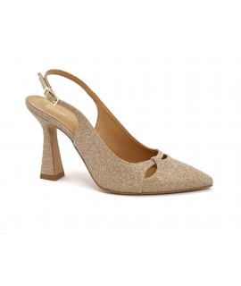 Zapatos de salón veganos con purpurina VSI GLIS, punta puntiaguda y tacón destalonado, fabricados en Italia