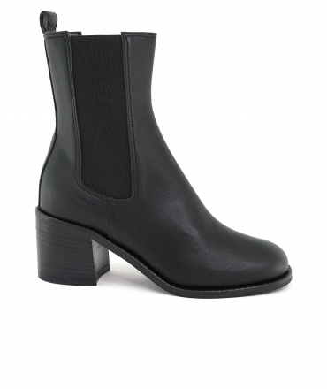 VSI NELA Schwarze vegane Beatles-Stiefeletten mit eckigem Gummizug Made in Italy