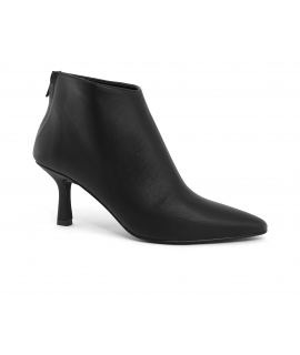 VSI ANDI Bottines vegan noires, bout de ma&iuml;s, talon aiguille zipp&eacute;, bobine Made in Italy