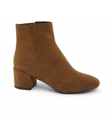 VSI LETE Bottines vegan marron bout rond talon large fermeture éclair Made in Italy