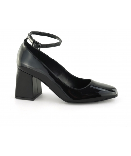 VSI JANE escarpins mary jane v&eacute;g&eacute;taliens noirs bracelet en cuir verni talon large fabriqu&eacute;s en Italie