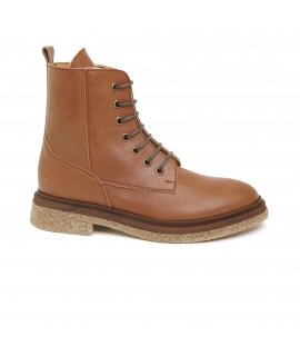 VSI THEA Botas impermeables con cordones de mujer veganas marrones Made in Italy