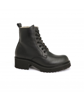 VSI NEVADA Botas militares acolchadas negras 7 agujeros piel sint&eacute;tica impermeable cremallera tac&oacute;n zapatos veganos Made in It