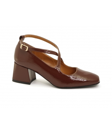 VSI DIDI vegan brown pumps sweetheart neckline braided straps block heel made in Italy