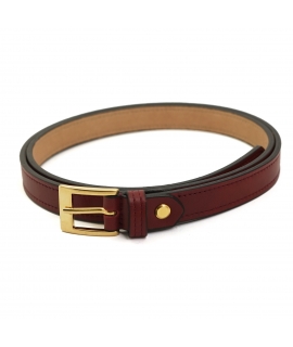 VSI DRINA Ceinture fine vegan rouge avec boucle carr&eacute;e dor&eacute;e