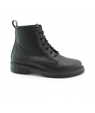 VSI BIADE Schwarze vegane Kampfstiefel, 6-Loch-Reissverschluss aus Mais, hergestellt in Italien