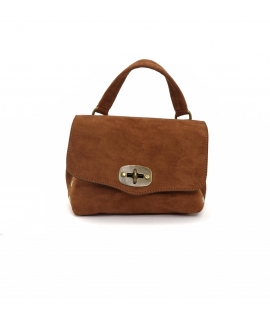 VSI AFFI MINI Bolso de mano de piel vegana marr&oacute;n con bandolera efecto ante fabricado en Italia