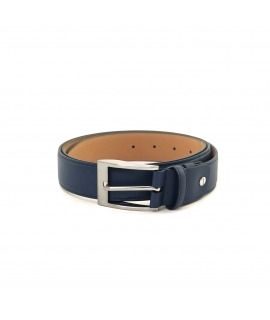 Ceinture végétalienne bleu maïs VSI BADIA avec boucle carrée souple fabriquée en Italie