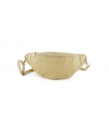 Riñonera vegana ajustable VSI RIVA beige con cremallera hecha en Italia