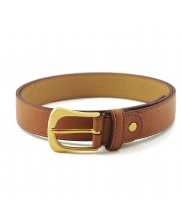 Ceinture vegan marron pomme VSI AROL avec boucle dorée arrondie Fabriquée en Italie
