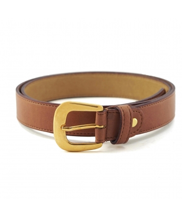 VSI BIVA Apple brown vegan belt with rounded gold buckle Made in Italy