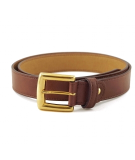 VSI RAVA Vegan belt in brown leather with a gold-plated square buckle