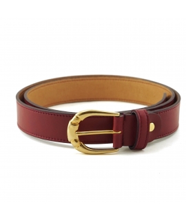 VSI TRIFY vegan belt in corn brown with elongated gold buckle, handmade in Italy