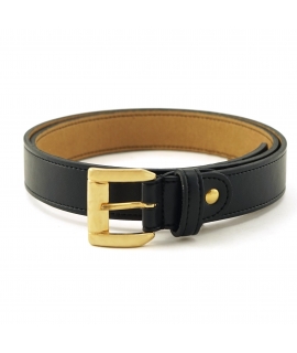 Ceinture végétalienne VSI AVERIS, pomme noire, boucle carrée dorée, fabriquée à la main en Italie