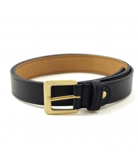 VSI RIXA Women's Black Vegan Belt with Eco-Friendly Apple and Square Gold Buckle