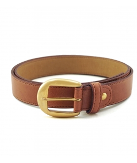Ceinture vegan marron pomme VSI SIBA avec boucle dorée arrondie Fabriquée en Italie